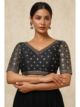 Soch - Women Black Embroidered Stitched Blouse