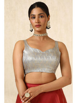 Soch - Women Grey Woven Stitched Blouse