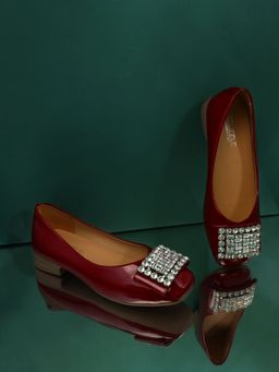 Truffle Collection - Red Embellished Ballerinas