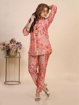 Amchoor - Peach Floral Indian Print Co-Ord (Set of 2)