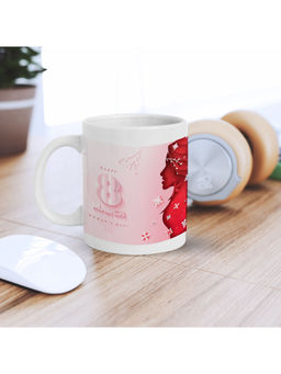 eCraftIndia - Floral Woman 8th March Womens Day Printed Ceramic Tea Coffee Mug