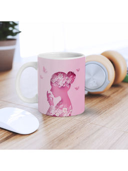 eCraftIndia - Floral Woman Printed Ceramic Tea Coffee Mug Womens Day Gift
