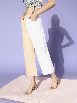 KASSUALLY - Boot Leg High Rise Beige Jeans