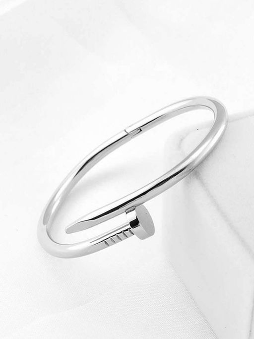Jewels Galaxy Silver Plated Stainless Steel Anti Tarnish Nail Bracelet