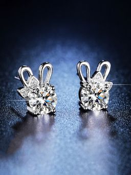 Jewels Galaxy - Silver Plated Studded Unique Bow Tie Clip Stud Earrings