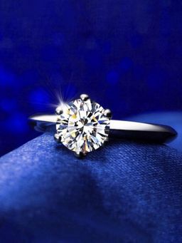 Jewels Galaxy - Silver Plated Crystal Studded Anti Tarnish Adjustable Finger Ring