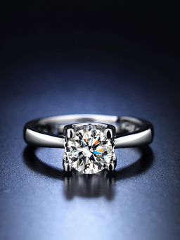 Jewels Galaxy - Silver Plated Crystal Studded Anti Tarnish Adjustable Finger Ring