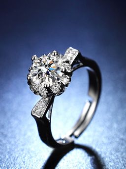 Jewels Galaxy - Silver Plated Studded Anti Tarnish Adjustable Finger Ring