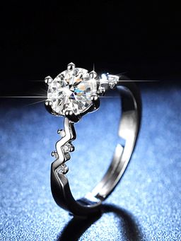 Jewels Galaxy - Silver Plated Studded Unique Wave Like Adjustable Finger Ring