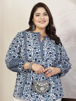 Stylum - Women's Plus Size Floral Printed Cotton Tunic