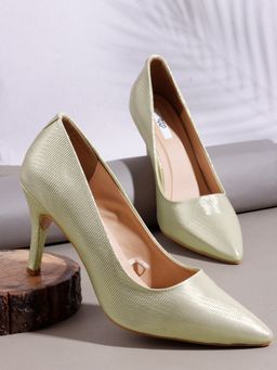 The White Pole - Women Gold Synthetic Pumps