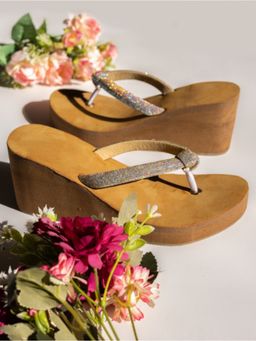 The White Pole - Women Tan Synthetic Wedges
