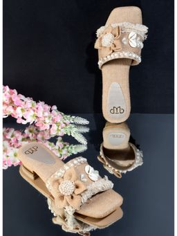 The White Pole - Women Beige Polyurethane (Pu) Flats