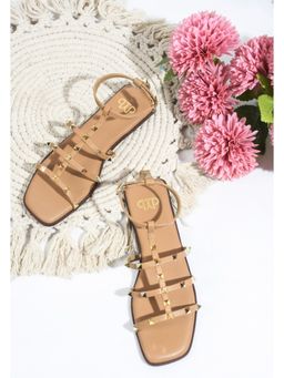 The White Pole - Women Tan Faux Leather Flats