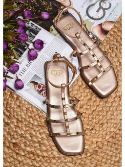 The White Pole - Women Rose Gold Faux Leather Flats