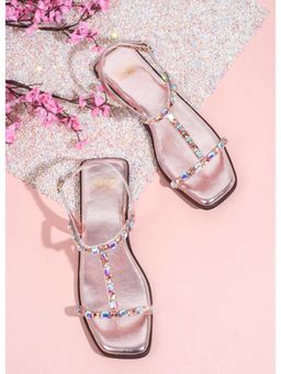 The White Pole - Women Rose Gold Faux Leather Flats