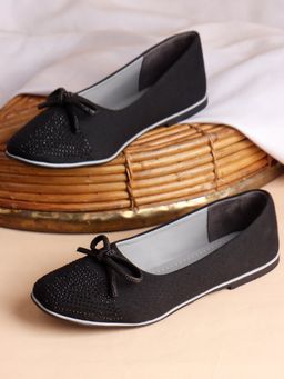 The White Pole - Women Black Synthetic Ballerina