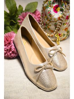 The White Pole - Women Gold Synthetic Ballerina