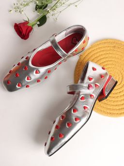 The White Pole - Women Silver Polyurethane (Pu) Ballerinas