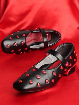 The White Pole - Women Black Polyurethane (Pu) Ballerinas