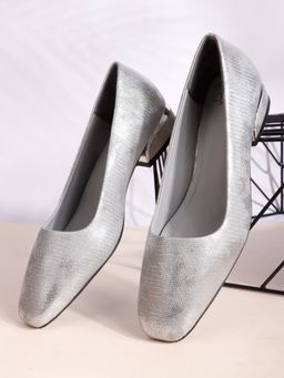 The White Pole - Women Silver Synthetic Leather Pumps