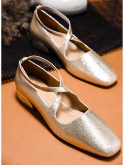 The White Pole - Women Gold Synthetic Leather Pumps