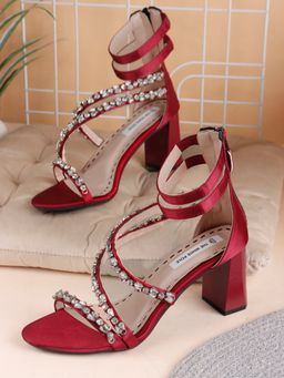 The White Pole - Women Red Polyurethane (Pu) Heels