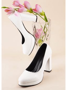 The White Pole - Women White Faux Leather Pumps