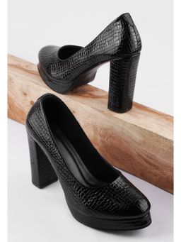 The White Pole - Women Black Faux Leather Pumps