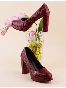 The White Pole - Women Maroon Faux Leather Pumps
