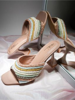 The White Pole - Women Peach Synthetic Heels