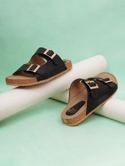 The White Pole - Women Black Synthetic Sandals