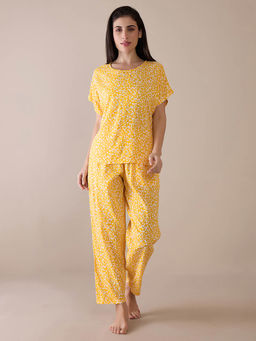 Clovia - Rayon Printed Top and Pyjama Set (3XL)