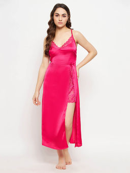 Clovia - Satin Solid Long Night Dress (3XL)