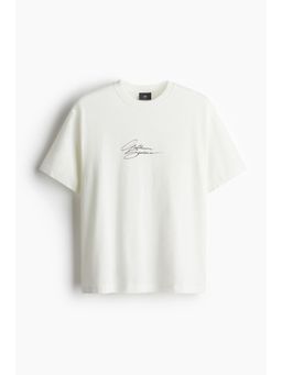 H&M - Men White Loose Fit Printed T-Shirt