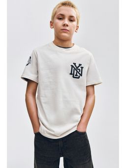 H&M - Boys White Printed Cotton T-Shirt