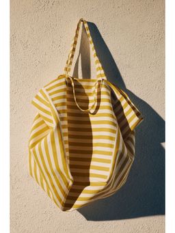 H&M - Women Yellow Cotton Canvas Beach Bag
