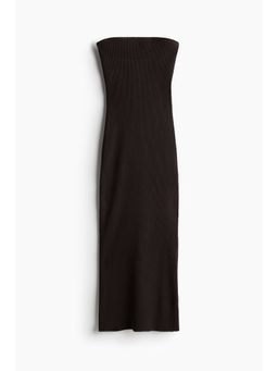H&M - Women Brown Ribbed Tube Dress