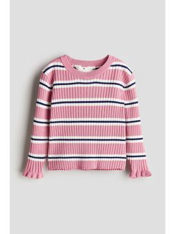 H&M - Girls Pink Rib-Knit Jumper