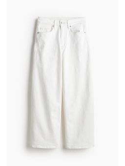H&M - Women White Wide High Cropped Jeans