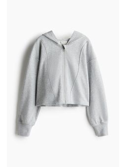 H&M - Girls Grey Short Zip-Through Sports Hoodie