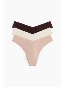 H&M MOVE - Women Brown 3-Pack Sports Thong Briefs With Drymovea