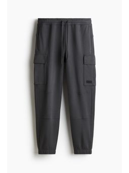 H&M - Men Grey Regular Fit Cotton Cargo Joggers with Drymove