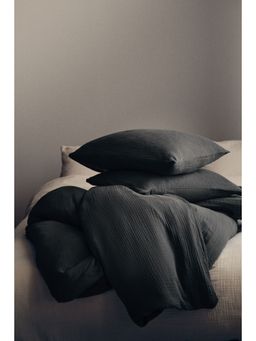 H&M - Grey Muslin Double/King Duvet Cover Set