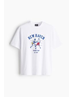 H&M - Men Blue Loose Fit Printed T-Shirt