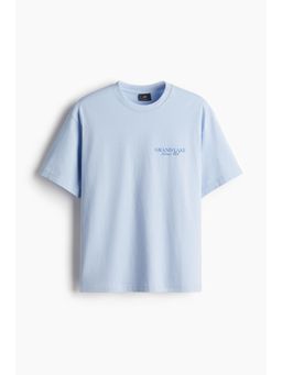 H&M - Men Blue Loose Fit Printed T-Shirt