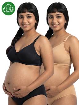 Inner Sense - Organic Cotton Antimicrobial Nursing Bra Pack of 2 - Multi-Color