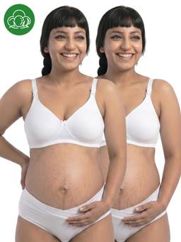 Inner Sense - Organic Cotton Antimicrobial Nursing Bra Pack of 2 - White