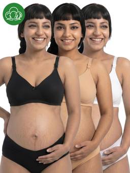 Inner Sense - Organic Cotton Antimicrobial Nursing Bra Pack of 3 - Multi-Color