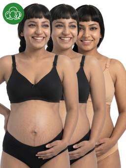 Inner Sense - Organic Cotton Antimicrobial Nursing Bra Pack of 3 - Multi-Color